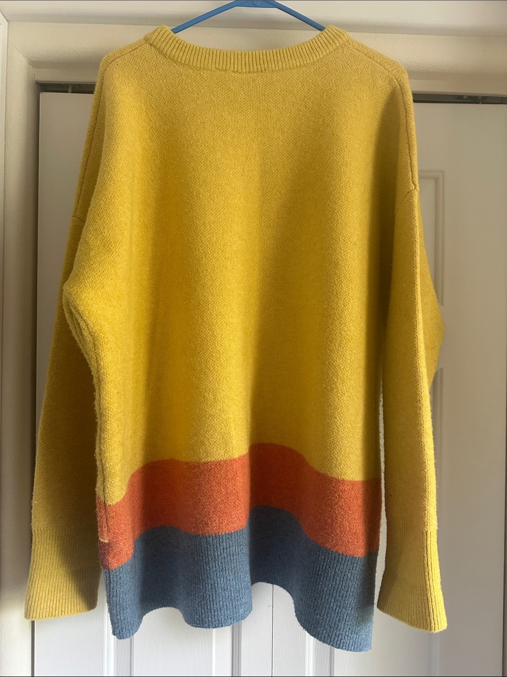 Passenger Yellow Colorblock Crewneck Sweater with Sunset Stripe - Picture 3 of 3